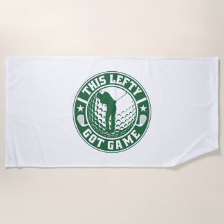Funny Left Handed Golf Player Beach Towel