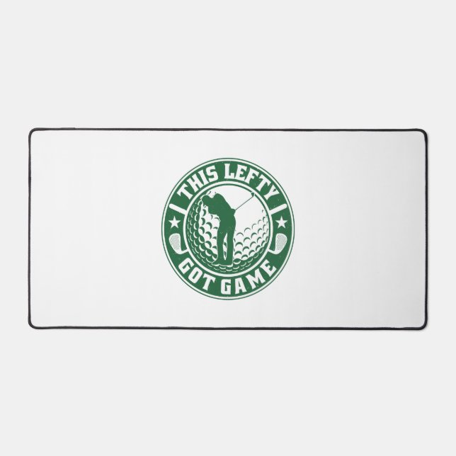 Funny Left Handed Golf Player Desk Mat (Front)