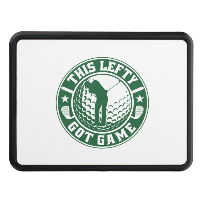 Funny Left Handed Golf Player Hitch Cover (Front)