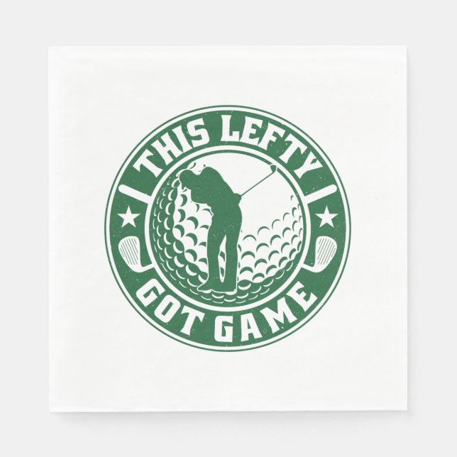 Funny Left Handed Golf Player Napkins (Front)