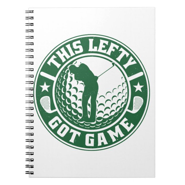 Funny Left Handed Golf Player Notebook (Front)