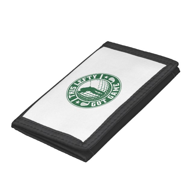 Funny Left Handed Golf Player Trifold Wallet (Bottom)