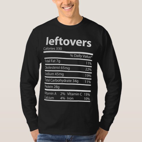 Funny Leftovers Family Thanksgiving Nutrition Fact T_Shirt