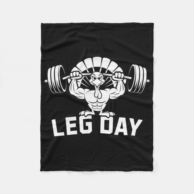 Funny Leg Day Thanksgiving Turkey Deadlifting Dead Fleece Blanket (Front)