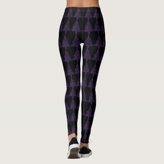 Funny Leggings Black Purple Christmas Tree (Back)