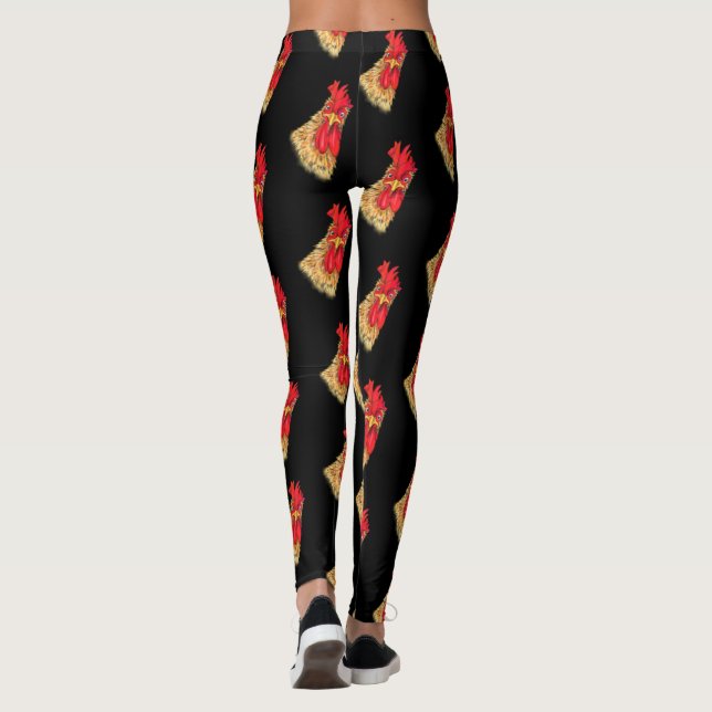 Funny Leggings Surprised Rooster - Choose Color (Back)