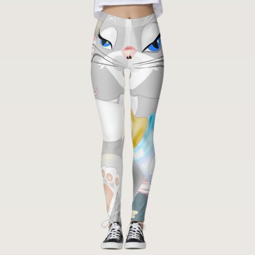 Funny Leggings with Cat