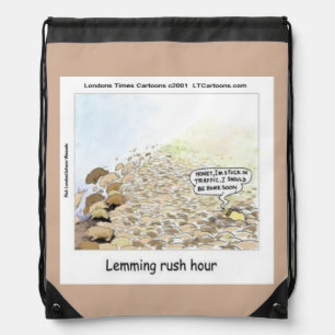 Funny Lemmings Rush Hour Drawstring Backpack
