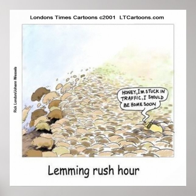 Funny Lemmings Rush Hour Poster (Front)