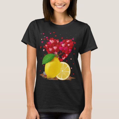 Funny Lemon Fruit Lover Heart Shape Lemon Valentin T_Shirt