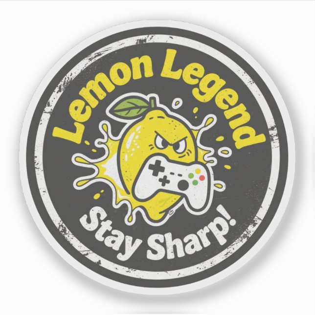 Funny Lemon Gamer "Lemon Legend" & "Stay Sharp!"  Sticker (Front)