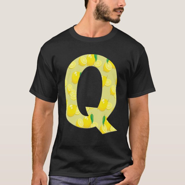 Funny Lemon Initial Monogram Letter Q Girls T-Shirt (Front)