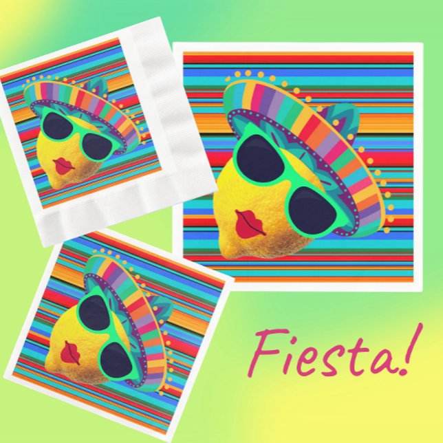 Funny Lemon Lady With Sombrero Party Napkins (Funny lemon lady for Cinco de Mayo!)
