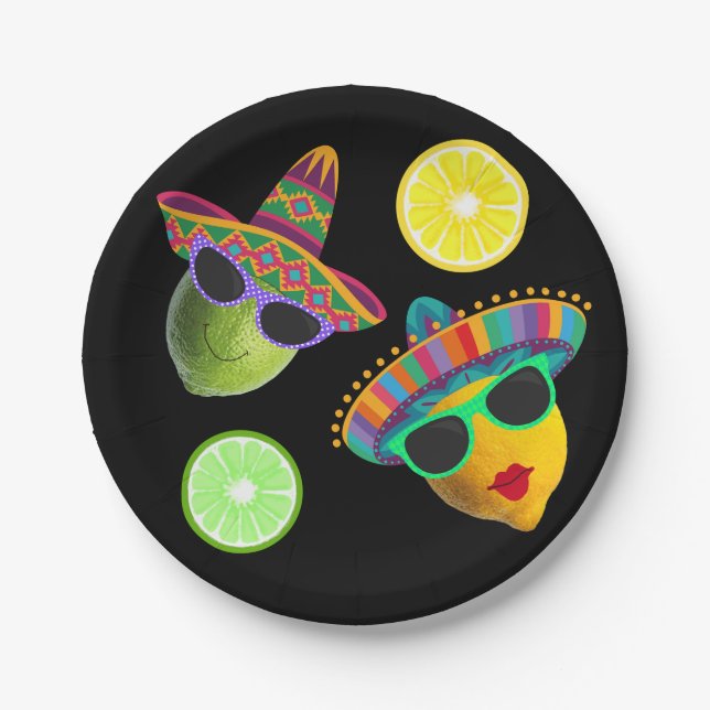 Funny Lemon Lime Party Fiesta  Paper Plates (Front)