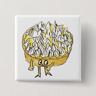 Funny Lemon Meringue Pie Quirky Cute Cartoon Art Button