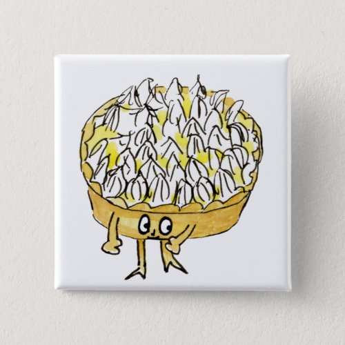 Funny Lemon Meringue Pie Quirky Cute Cartoon Art Button