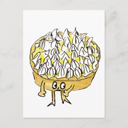 Funny Lemon Meringue Pie Quirky Cute Cartoon Art Postcard