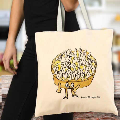 Funny Lemon Meringue Pie Quirky Cute Cartoon Art Tote Bag