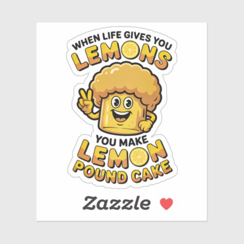 Funny Lemon Pound Cake Retro Cartoon Mascot Baking Sticker