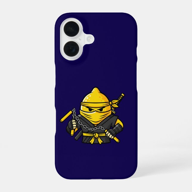 Funny Lemon Shinobi Ninja Nunchucks Illustration iPhone Case (Back)