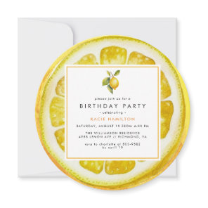 Funny Lemon Slice | Bright Yellow Citrus Birthday Invitation