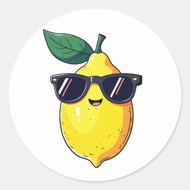 Funny Lemon Sunglasses Classic Round Sticker (Front)
