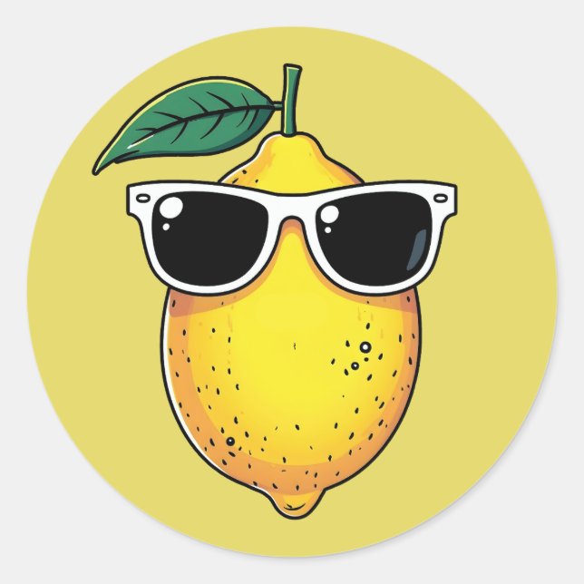 Funny Lemon Sunglasses Classic Round Sticker (Front)