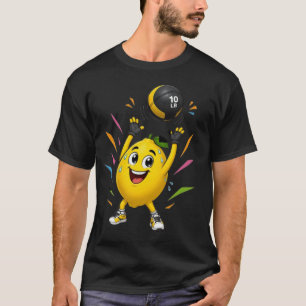 Funny Lemon Weightlifting Cartoon Gym Workout T-Shirt