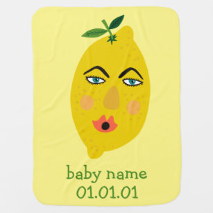 Funny Lemons CUSTOMIZABLE Baby Name Birthday Baby Blanket