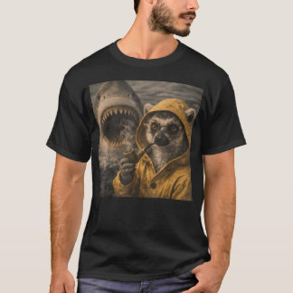 Funny Lemur Smoking Pipe Shark Attack Meme T-Shirt