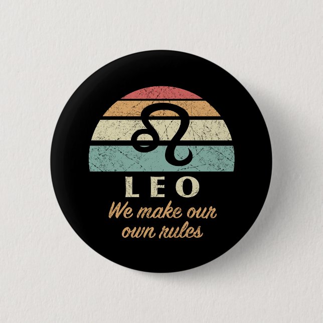 Funny Leo Zodiac Rules Button (Front)