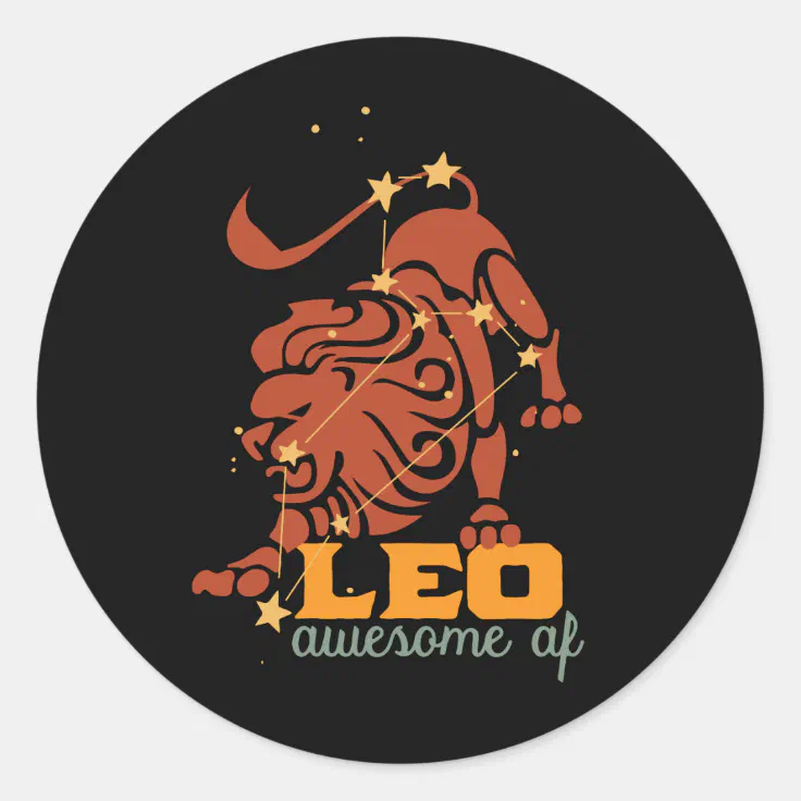 Funny Leo Zodiac Star Sign Astrology Awesome AF Classic Round Sticker |  Zazzle