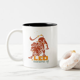 Funny Leo Zodiac Star Sign Astrology Awesome AF Two-Tone Coffee Mug