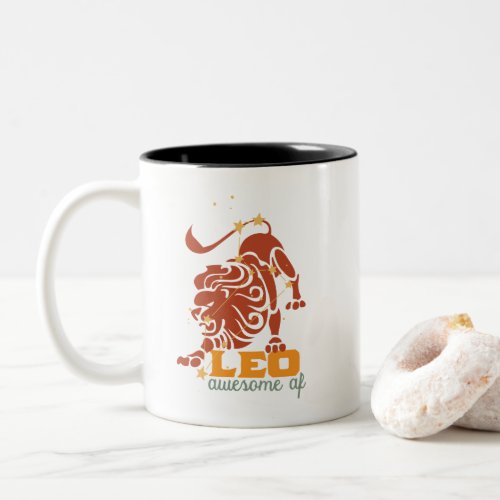 Funny Leo Zodiac Star Sign Astrology Awesome AF Two_Tone Coffee Mug