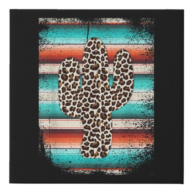 Funny Leopard Cactus Serape Cactus print Turquoise (Front)