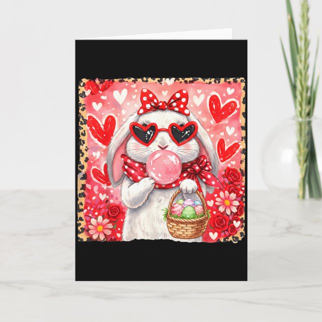 Funny leopard easter bunny glasses happy easter card (Front)