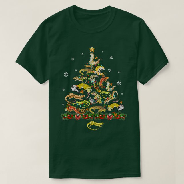 Funny Leopard Gecko Christmas Tree Ornament Decor  T-Shirt (Design Front)