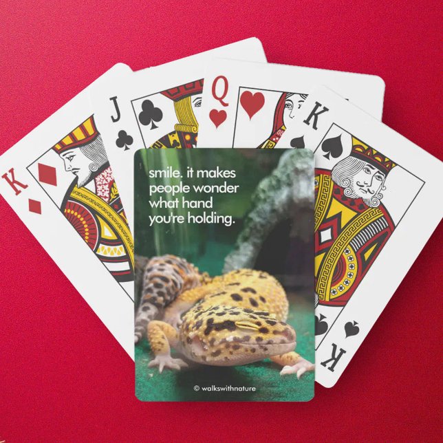 Funny Leopard Gecko Smiles for the Paparazzi Poker Cards (Funny Leopard Gecko Smiles for the Paparazzi Playing Cards Cover Photo)