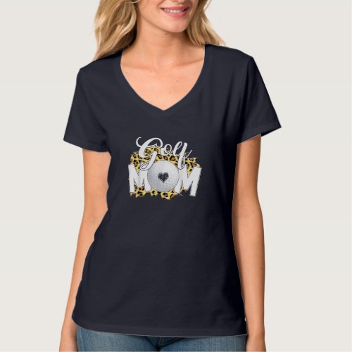 Funny Leopard Golf Mom Sport Love Mothers Day T_Shirt