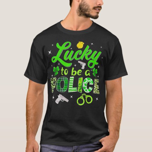 Funny Leopard Plaid Police Jobs Lover St Patrick m T_Shirt