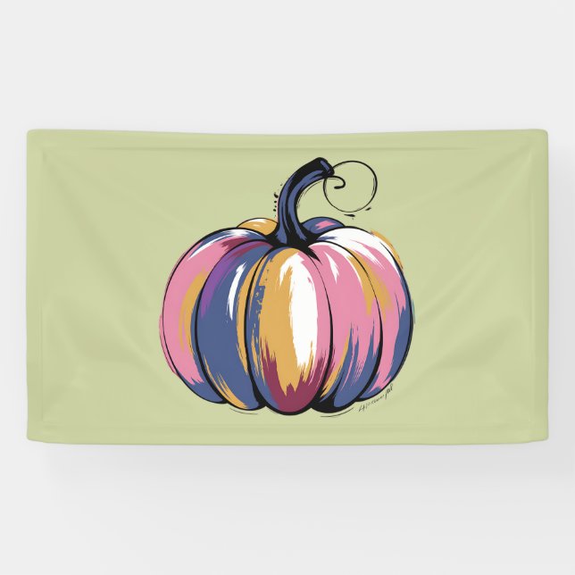 Funny Leopard Pumpkin Halloween Fall  Banner (Horizontal)