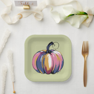 Funny Leopard Pumpkin Halloween Fall Paper Plates