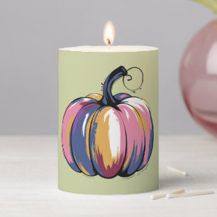 Funny Leopard Pumpkin Halloween Fall  Pillar Candle