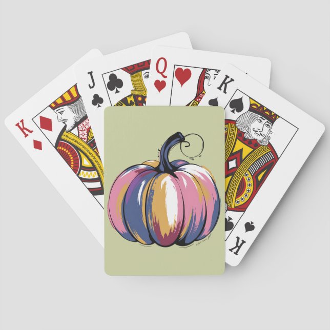 Funny Leopard Pumpkin Halloween Fall  Poker Cards (Back)