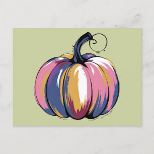 Funny Leopard Pumpkin Halloween Fall Postcard