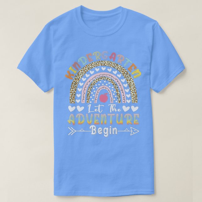 Funny Leopard Rainbow Kindergarten Let The Adventu T-Shirt (Design Front)