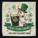 Funny Lepre-canine Personalized Dog Bandana<br><div class="desc">Get your pup ready for the parade with the most hilarious accessory on the block! This "Lucky Lepre-canine" Dog Bandana is designed for the pet with a big personality. Featuring a bold, high-detail illustration of a charming Bull Terrier (who looks like he’s enjoyed a bit too much of the holiday...</div>