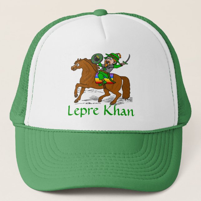 Funny Lepre Khan St Patrick's Day Trucker Hat (Front)