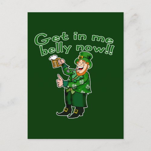 Funny Leprechaun and Beer Tshirt for St Pats Postcard
