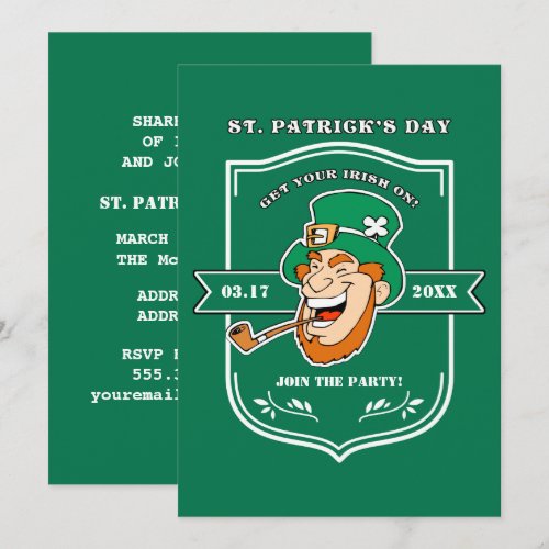 Fun Leprechaun Badge St. Patrick's Day Invitations